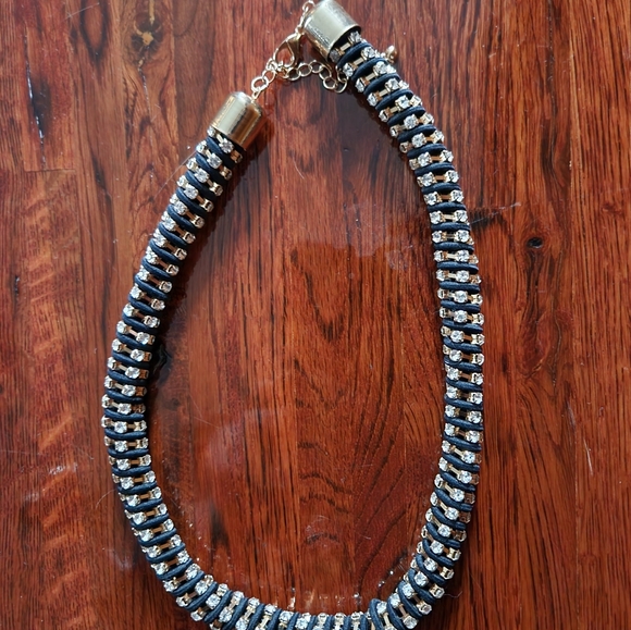 Black & Gold Rhinestone Rope Necklace - Picture 4 of 7